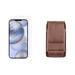 Bemz Holster Bundle for Apple iPhone 12 Pro Max: Vertical PU Leather Belt Holster Phone Pouch Case (3 Card Slots) with Tempered Glass Screen Protector - Brown