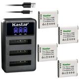 Kastar 4 Pack Battery and LCD Triple USB Charger Compatible with Pentax Optio RZ18 Megazoom X70 Optio WG-1 WG-1 GPS Optio WG-2 WG-2 GPS Optio WG-3 Optio WG-3 GPS Optio WG-4 Optio WG-5 GPS