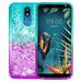 FIEWESEY for LG K40 Case Liquid Glitter Diamond Quicksand Cute TPU Protective Cover for Girls and Women Phone Case for LG K40/LG Solo Lte/LG LMX420/LG X4 2019(Green/Purple)