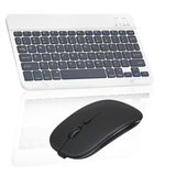 Rechargeable Bluetooth Keyboard and Mouse Combo Ultra Slim Full-Size Keyboard and Ergonomic Mouse for iPad 2 CDMA and All Bluetooth Enabled Mac/Tablet/iPad/PC/Laptop - Shadow Grey with Purple Mouse