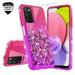 Liquid Quicksand Glitter Cute Phone Case for Samsung Galaxy A03S Case for Girls Women Clear Bling Diamond Phone Case Cover - Hot Pink/Purple
