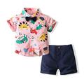 URMAGIC Toddler Boy Pink Bowtie Short Sleeve Shirt +Shorts Children Set 1-6T