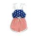 BrilliantMe Infant Independence Day Playsuit Toddler Tie-up Star Stripe Print Spaghetti Strap Romper