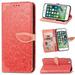 iPhone SE 2020 Case iPhone 8 Cover iPhone 7 Case Allytech Embossed PU Leather Anti-Shock Magnetic Closure Flip Folding Card Holder & Hand Strap Case for iPhone 7/8/ iPhone SE 2nd Gen 2020 Red