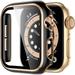 YuiYuKa Glass+Cover Compatible with Apple Watch Case 45mm 41mm 44mm 40mm 42mm 38mm iWatch Bumper+Screen Protector Apple Watch Series 3 4 5 6 SE 7 8 - black rose