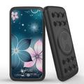 INFUZE Qi Wireless Portable Charger for Cricket Debut External Battery (12000 mAh 18W Power Delivery USB-C/USB-A Quick Charge 3.0 Ports Suction Cups) - Midnight Flowers