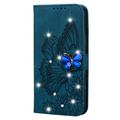 Bling Case for iPhone 6/iPhone 7/iPhone 8 iPhone SE (2020) Case Allytech Glitter Sparkly Embossed Retro Butterfly PU Leather Flip Kickstand Case with Card Holder for iPhone 6/7/8(4.7 ) Blue