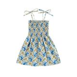 Jxzom Little Girl Beach Sundress Floral Sleeveless Strap Smocked Tutu Dress Sling Ruffle Dress