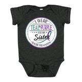 Inktastic Suicide Prevention- I Wear Teal and Purple for My Sister Boys or Girls Baby Bodysuit