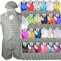 Baby Boy Toddler Formal Silver Vest Gray Shorts Suit Extra Necktie 7pc Set S-4T