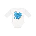 Inktastic Prostate Cancer Awareness Light Blue Ribbon Around Heart Boys or Girls Long Sleeve Baby Bodysuit