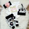 Actoyo 4PCS Baby Girl Daddy s Princess Romper Pants Hat Headband Outfits Clothes