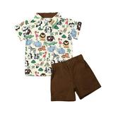 Canrulo Toddler Baby Boy Short Sleeve Button Down Shirt Shorts Set 1T 2T 3T 4T 5T Outfits Summer Clothes Coffee 4-5 Years