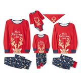 Xingqing Christmas Matching Family Pajamas Set Merry Christmas Deer Long Sleeve Tops Pants Sleepwear Pjs