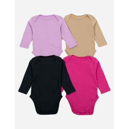 Leveret Baby Four Pack Long Sleeve Bodysuits Cotton Solid Girls 18-24 Month