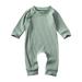 Bebiullo Newborn Infant Baby Boys Girls Romper With Zipper Ribbed Jumpsuit Kids Pajamas Clothes