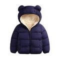 Winter Coats for Kids with Hoods Light Puffer Jacket 3D Ears Hooded Long Sleeve Zipper Solid Warm for Baby Boys Girls