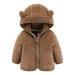 Scyoekwg Fall Winter Kids Baby Girl Boy Fleece Jacket Hoodies With Ear Hoody Jacket Full Zip Up Coat Outwear With Pockets Coffee 18-24 Months