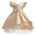 2T Baby Girls Dress Baby Girls Party Dress V-neck Ruffle Sleeve Irregular Dress Birthday Gift 2-3T Toddler Girls Tulle Dress Formal Princess Dress Yellow