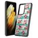 Capsule Case Compatible with Galaxy S21 Ultra [Hybrid Fusion Gel Design Slim Thin Style Soft Grip Black Case Protective Cover] for Samsung Galaxy S21 Ultra 5G SM-G998 (Mint Plaid Roses)