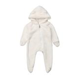 Douhoow Unisex Baby Bear Romper Winter Warm Infant Fuzzy Hooded Bodysuit