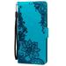 Allytech Compatible with Samsung Galaxy S22 Case PU Pattern Embossed Shockproof Magnetic Flip Wallet Kickstand with Wrist Strap Cover.For Samsung Galaxy S22 Blue