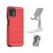 For Motorola Moto G Stylus (2021) / Straight Talk Motorola Moto G Stylus (6.8â€�) Phone Case Metallic Brushed Shock-Resistant Case with Portable Cell Phone Stand (Red)