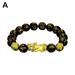 Obsidian Stone Beads Bracelet Unisex Gold Wealth and Luck Good 7A7B Brace Z8P3
