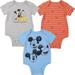 Disney Mickey Mouse Newborn Baby Boys 3 Pack Bodysuits Newborn to Infant