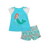 Nannette Infant & Toddler Girls Blue Mermaid Outfit Top & Heart Shorts Set 12M