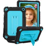 All-New Kindle Fire 7 Tablet Case (12th Gen 2022 Release) SOATUTO Lightweight Armor Cover Full Body Rugged Hands Free Viewing Stand Fire 7 2022 Tablet Case for Amazon Fire 7 Kids Tablet - Black+Blue