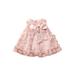 SAYOO Toddler Baby Girls Casual Dress Solid Color Flower Printed Mesh Patchwork Bowknot Sleeveless Dress