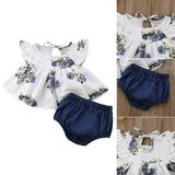 Newborn Infant Kids Baby Girl Floral Tops Dress Shorts Pants Clothes Outfits