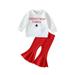 My First Christmas Kid Baby Girl Clothes Letter Sweatshirt+Flare Pants New Year Costume Baby Christmas Outfit