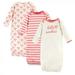 Touched by Nature Baby Girl Organic Cotton Long-Sleeve Gowns 3pk Tulip 0-6 Months