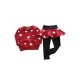 Autumn Sweet Children s Suit Girls Heart Pattern Stitching Sports Suit Children s Fashion Trendy Sweater Two-piece Suit 2-7 Years Old