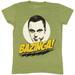 Big Bang Theory Bazinga Face Green Juniors T-Shirt