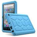 Poetic TurtleSkin Case for Amazon Fire 7 10th Gen Tablet 2022 Heavy Duty Silicone Case Kids Friendly - Blue