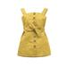 Fiomva Infant Casual Sleeveless Dress Girls Tie-up Button One-piece with Belt Yellow 2-3 Years