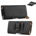 For Samsung Galaxy S21 Ultra Universal Leather Case Belt Clip Holster with Clip and Loops Cell Phone Magnetic Carrying Pouch Horizontal (XL) - Black