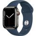 Restored Apple Watch Gen 7 Series 7 Cell 41mm Graphite Stainless Steel - Abyss Blue Sport Band MKHJ3LL/A (Refurbished)