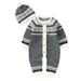 Canrulo Infant Newborn Baby Girls Boys Clothes Knitted Santa Christmas Warm Romper Long Sleeve Jumpsuit+Hat Grey 12-18 Months