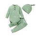 3pcs/set Newborn Baby Boy Clothes Set Baby Cartoon Print Ribbed Bodysuit Romper+Sweatpants+Hat Infant Outfits 0-18M