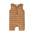 Qmyliery Baby s Romper Printed Pattern Front Button Sleeveless Round Neck Snap Crotch Infant Boy Girl Jumpsuit