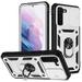 Dteck Case for Samsung Galaxy A13 5G Shockproof Rubber Rugged Ring Holder Kickstand Case Slide Camera Lens Protector Hybrid Card Holder Pocket Lightweight Cover White+Black