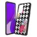 Capsule Case Compatible with OnePlus 9 Pro 5G [Shockproof Protection Cute Design Slim Hybrid Thin Fit Soft Grip Black Case Cover] for One Plus 9 Pro All Phone Carriers (Pink Houndstooth Roses)