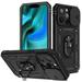 Decase Heavy Duty Rugged Hybird Shockproof Case with Slide Camera Lens Protection Magneitc Ring Holder Kickstand Military Grade Case for iPhone 13 Pro Max 6.7 inch 2021 (Black)