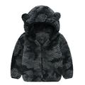 Frostluinai Toddler Polar Fleece Jacket Sherpa Hoodies Fleece Pullover Outfits Cute Bear Baby Boys Girls Autumn Winter Stripe Camouflage Print Thick Warm Outerwear