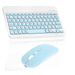 Rechargeable Bluetooth Keyboard and Mouse Combo Ultra Slim Full-Size Keyboard and Ergonomic Mouse for Sony Xperia Tablet Z Wi-Fi and All Bluetooth Enabled Mac/Tablet/iPad/PC/Laptop - Sky Blue