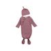 Suanret Newborn Baby Boy Girl Ribbed Cloth Sleeping Bag Cotton Solid Color Open Front Long Sleeve Bunting with Cap Purple 0-3 Months